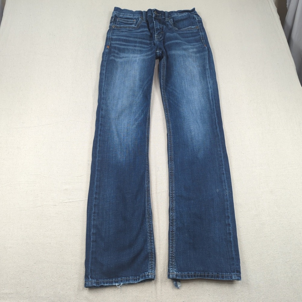 Bke Jeans Mens 31x36 Blue Jake Straight Dark Wash Whiskers Distressed
